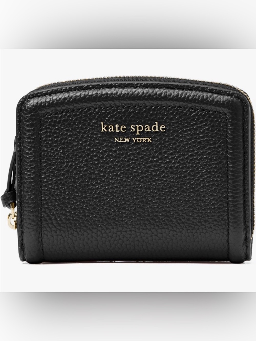 Kate Spade knott small pebbled leather bifold wallet black